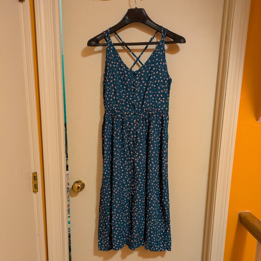 Blue print with flowers strappy sundress by ROXY,  sz M